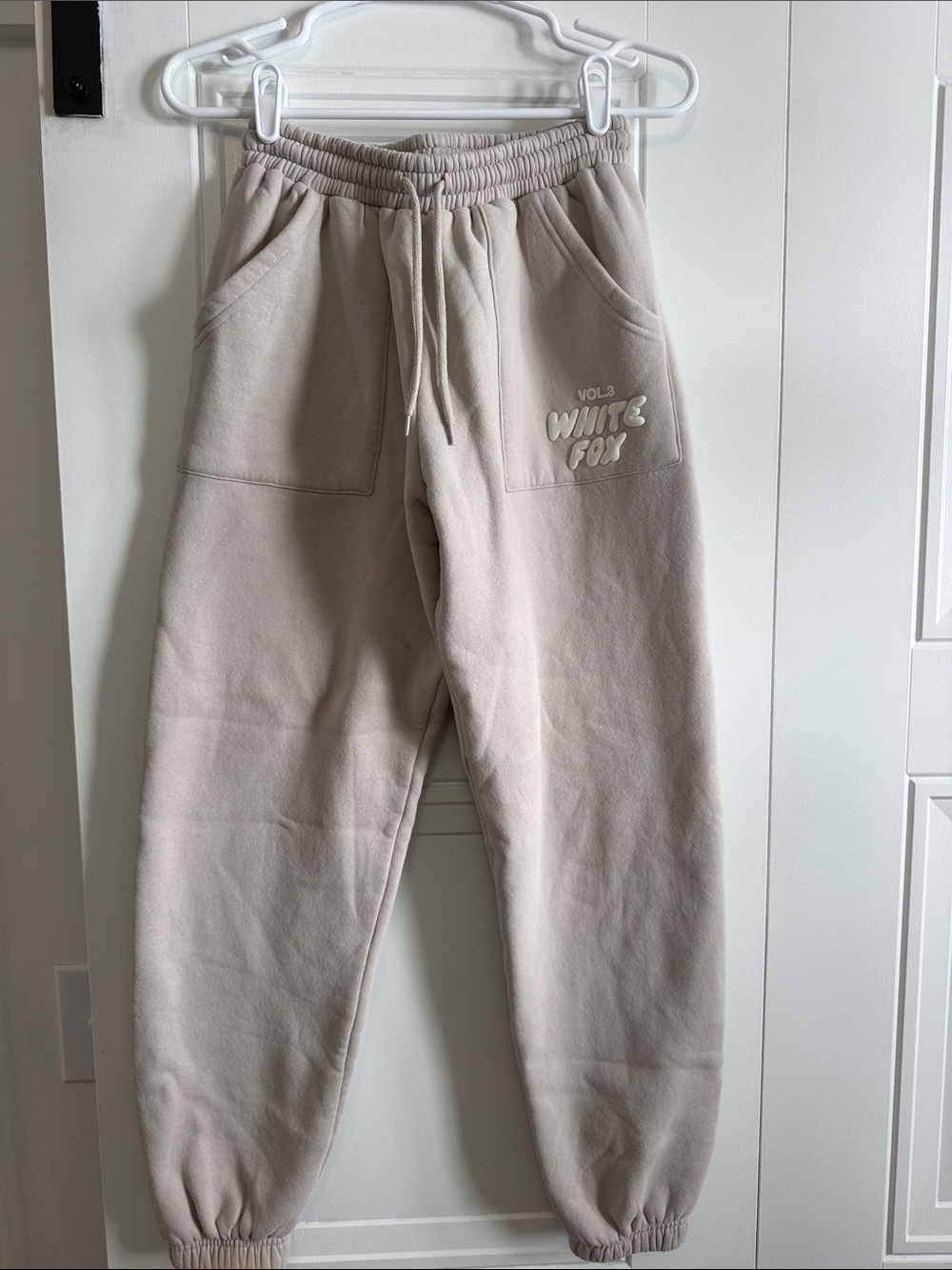 White Fox Boutique Cream Fleece Joggers